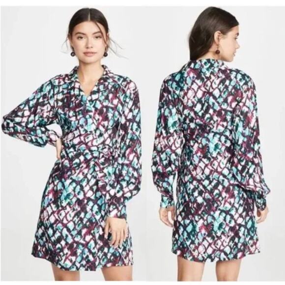 Saloni Mari Silk Printed Wrap-Style Mini Dress - Picture 1 of 9